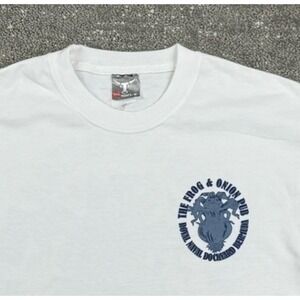Vintage Hanes T-Shirt Mens M White Frog & Onion Pub Bermuda Graphic Tee Souvenir